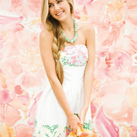 Women’s Lilly Pulitzer Lotti Strapless Mini Dress in Mariposa White Floral- Sz 6 - Picture 3 of 11